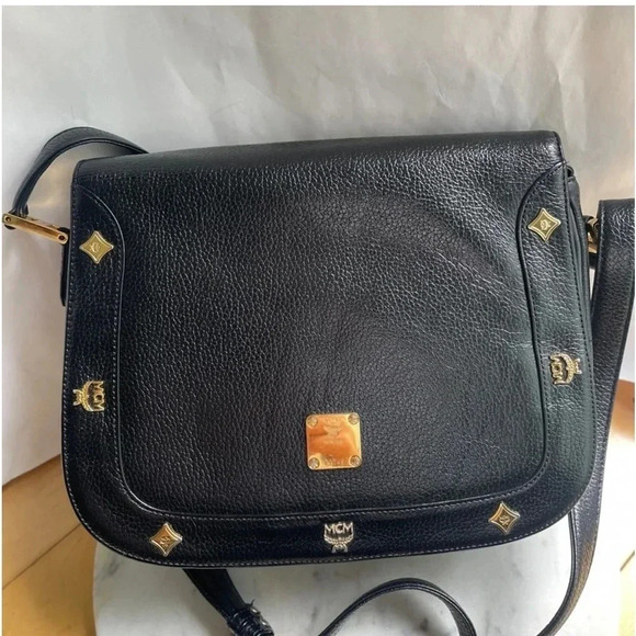 MCM Black Leather Studded 2 way-crossbody/ shoulder bag - large size- clean - Picture 1 of 4